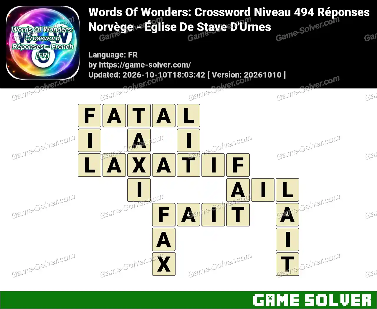 Words Of Wonders: Crossword Niveau 494 Réponses – Norvège – Église De Stave D’Urnes
